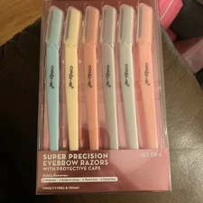 The Crème Shop Fuzz Off! Angled Brow Razors-Dermaplaning Tool for Face-set 6