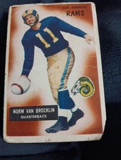 1955 Bowman - Norm Van Brocklin #32. LA Rams. Paper loss. Overall wear. GD-VG