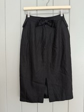 Vintage Valentino Miss V Women  s Skirt 38/4 Black Linen Blend Bow Pencil Lined
