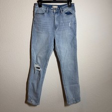 Altar'd State Jeans Womens 28 Blue Light Wash Denim Distressed Straight Leg
