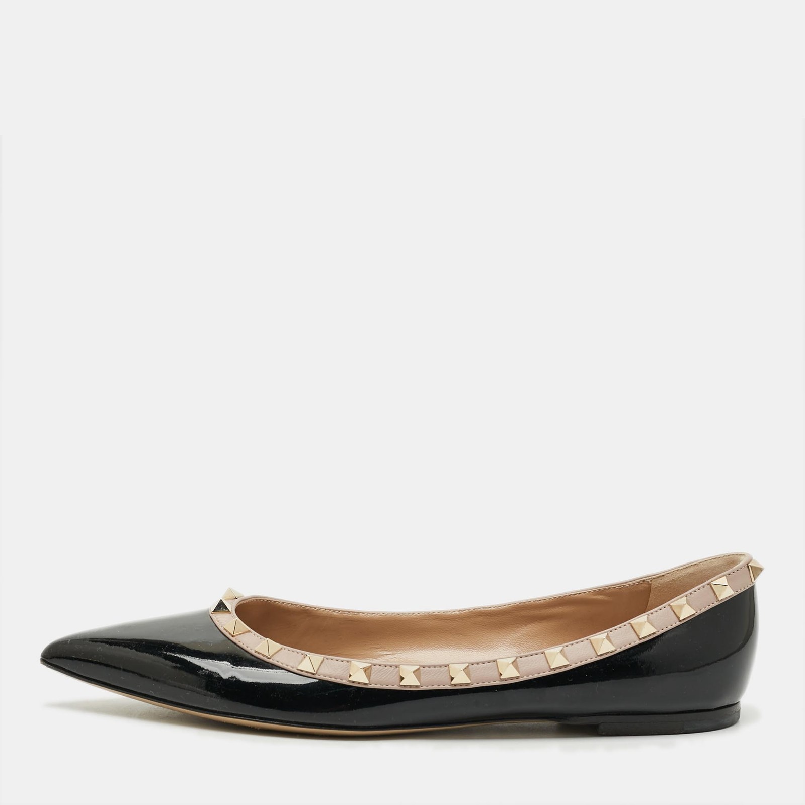 Valentino Rockstud Size 39.5 Black Patent and Leather Ballet Flats