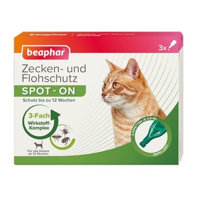 Beaphar Zecken- und Flohschutz SPOT-ON für Katzen Parasiten Ugeziefer Zecken