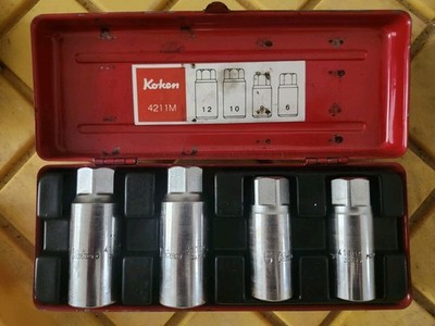 Koken 4211M 1/2'' Stud Puller Socket Set of 4 Pcs with Metal Case Japan