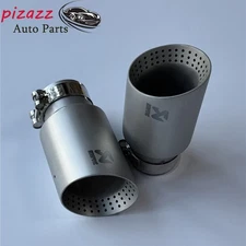2Piece Akrapovic Exhaust Tip Sandblast Stainless Universal Car Modified Pipes