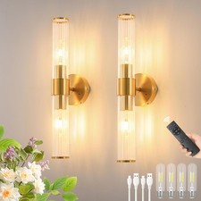 Battery Operated Wall Sconces Set of Two, Rechargeable Wall Sconce with Dimmable