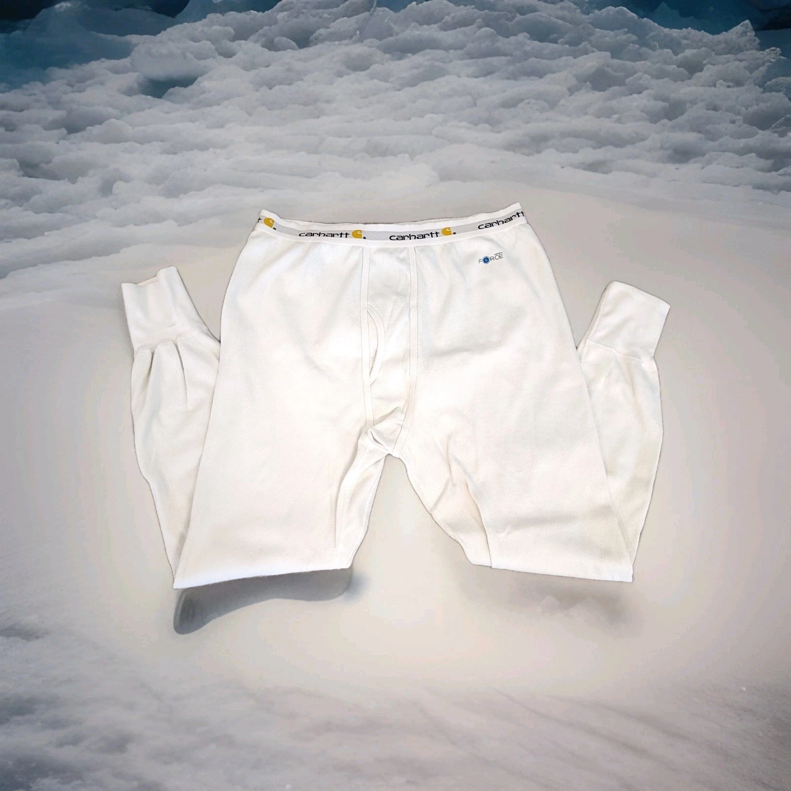 Carhartt Force Thermal Base Layer Joggers Mens 2XLarge Reg 2XL Cream Waffle Knit