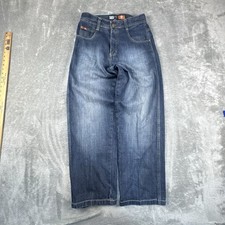 Southpole Orange Tab Baggy Jeans Mens 30 Wide Leg Faded 2000s Y2K Grunge