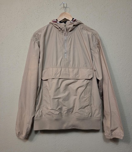 CPO Provisions Jacket Mens Medium Beige 1/4 Zip Hooded Anorak Windbreaker Lined