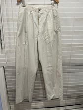 Vtg. Giorgio Armani White Cotton Pleated Pants Wide Leg Size 29x28