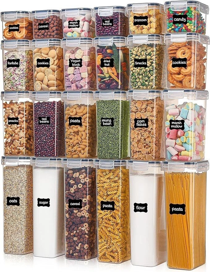 US 24 pcs Plastic Airtight Food Storage Containers with Lids Organizer Canisters