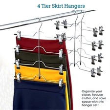 Organizer Space Saving Clothes Pants Skirt Trousers Clip Racks Holder Hangers
