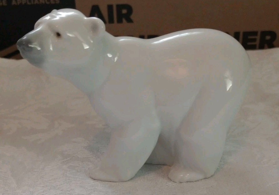 LLADRO Original Vintage Firmado Oso Polar Atento Porcelana Estatuilla Estatua