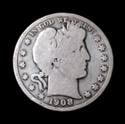 1908 S Barber Half Dollar Silver Coin