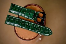 Handmade green PAM Officine Panerai strap size 24 or any size with buckle