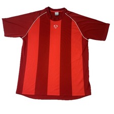 Vintage Nike Soccer Shirt Mens L Red Striped Short Sleeve Dri-Fit Jersey