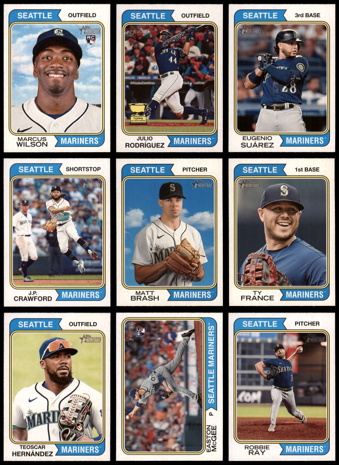 2023 Topps Heritage Mariners Almost Complete Team Set 8 - NM/MT 7008954