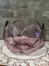 Vintage HTF Amethyst Purple Mid Century Heisey Glass Six-Petal Tulip Bowl