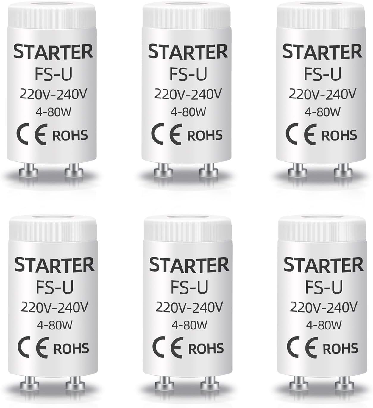 6 Pack 4-80W Fluorescent Tube FSU Starter, AC 220-240V, UV Lamp Starter Control