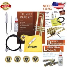 Trumpet Cornet Care Kit: Valve Oil, Slide Grease, Brushes, Cloth
