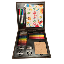 Kids Coloring Art Set in Colorable Carry Case Markers, Pencils Coloring Book
