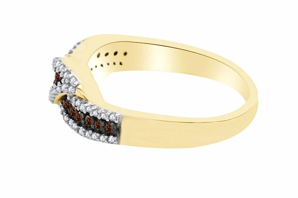 0.55Ct White & Brown Genuine Diamond Engagement Ring In 14K Yellow Gold Plated - Image 2 of 2