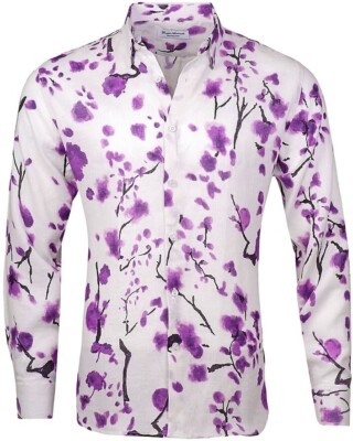 Giuseppe Annunziata Cherry Blossom Print Long-Sleeve Purple Shirt X-large NWT