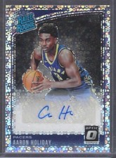 AARON HOLIDAY 2018-19 DONRUSS OPTIC SILVER DISCO HOLO RATED ROOKIE AUTO RC #176
