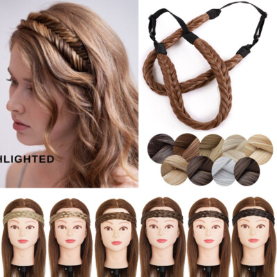 3/5 Strands Hair Braided Headband Classic Chunky Plaited Braids Extensions False