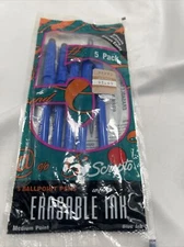 NOS 1993 Vtg Scripto Erasable Pen 5 Pack Blue Ink Sealed Medium Ballpoint 25589