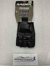 MENS RAIDER FINGERLESS LEATHER GLOVES MOTORCYCLE HALF FINGER LEATHER GLOVES XS