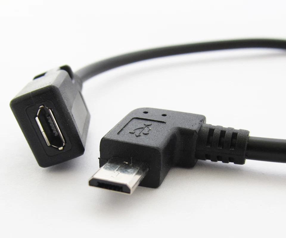 100pcs 1ft/30cm Micro 5pin USB Male To Female Right Angle data and charge Cable - Image 2 of 3
