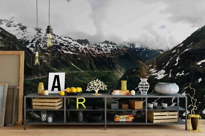 3D Cloudy Ice Green Mountain Self-adhesive Removable Wallpaper Murals Wall