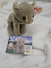 Ty Beanie Baby Scat The Cat 5.5" With Offical Club Card