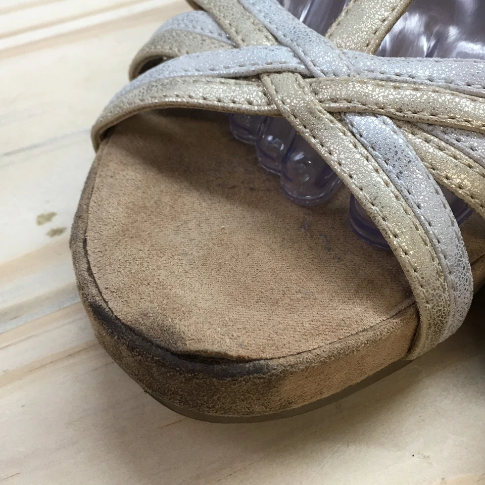 Sandalias aerosoles para mujer 9 felpa con cordones plateadas punta abierta tacones de cuña informales Foto 4 de 4