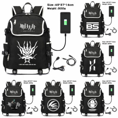 Cartoon School Bags Anime Bookbag Cosplay Game Arknights Men Women USB Backpack