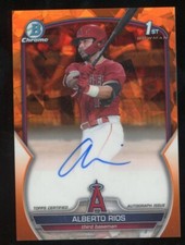 Alberto Rios 2023 Bowman Chrome Auto Rookie Orange #CDA-AR Serial #d /25 Angels