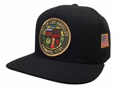 City Of Los Angeles Khaki/Military Green Border Black Snapback w/ Flag