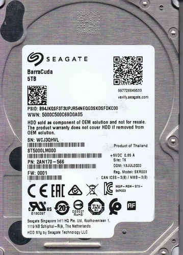 ST5000LM000 Original Seagate 5TB 5400 RPM SATA Laptop 2.5" Disco Duro - Imagen 2 de 4
