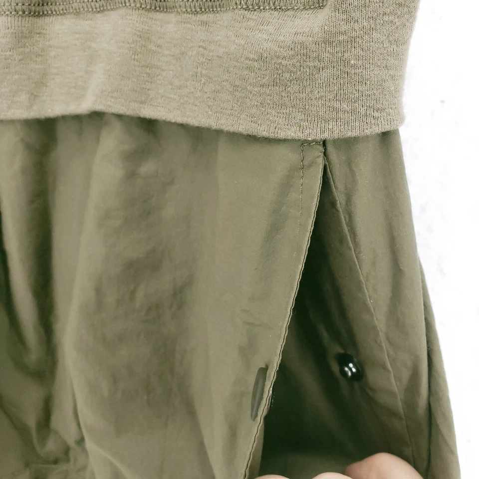 Camiseta sin mangas Moncler Canotta verde militar dobladillo burbuja cordón a presión usada en excelente estado talla XS Foto 4 de 4