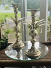 Mark Robert's 18.5" Polka Dot Beaded Whimsical Candle Holders Set Gold Cream