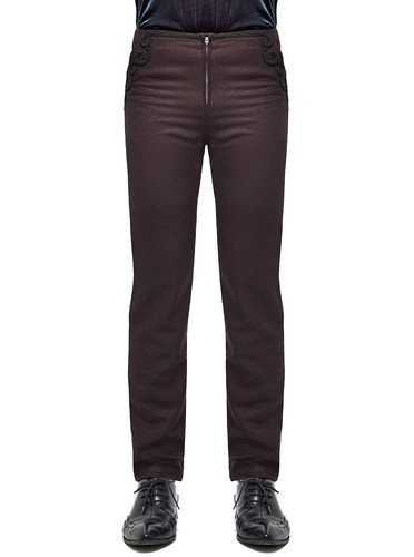 Devil Fashion Mens Gothic Steampunk Formal Dress Pants Trousers Wine Red Black - 第 4/12 張圖片