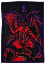BAPHOMET  PURPLE AND RED SQUARE BORDER EMBROIDERED PATCH