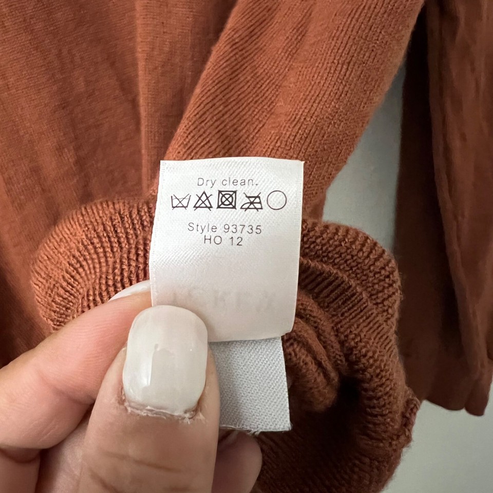 J Crew Mens Rust Brown Merino Wool Vneck Pullover Sweater Size Large eBay