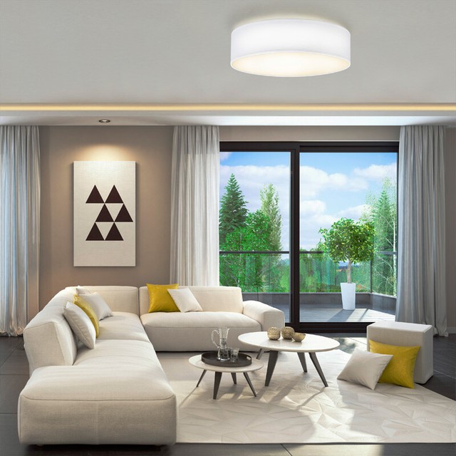 Deckenleuchte Stoff-Textil-Lampenschirm Deckenlampe Schlafzimmer Wohnzimmerlampe