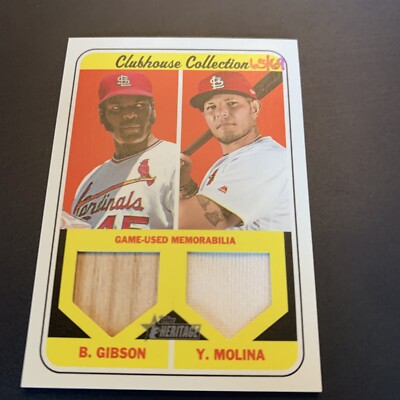 Bob Gibson-Yadier Molina /69 SSP 2018 Topps Heritage Clubhouse Collection Relic