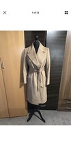 Brand New Jaeger Beige Camel Wool Long Wrapped Belted Coat Uk 8 Size S Rrp 300