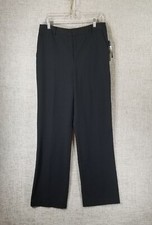 Chaps Westbury Flat Front Dress Pants Trousers Stretch Black Women's 8 NWT