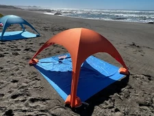 Bechit Beach Shade tent. Top and Bottom are suede microfiber beach towels. 