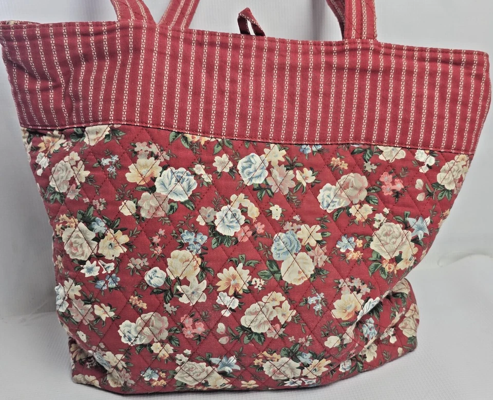 Auténtico Bolso de Hombro Vintage Grande Raro Desteñido Gloria Viaje Diseño Floral Rojo Foto 3 de 4