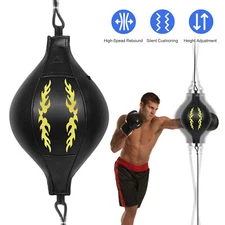 Double End Speed Ball Boxing Punching Bag PU Leather Adjustable Reflex Trainer
